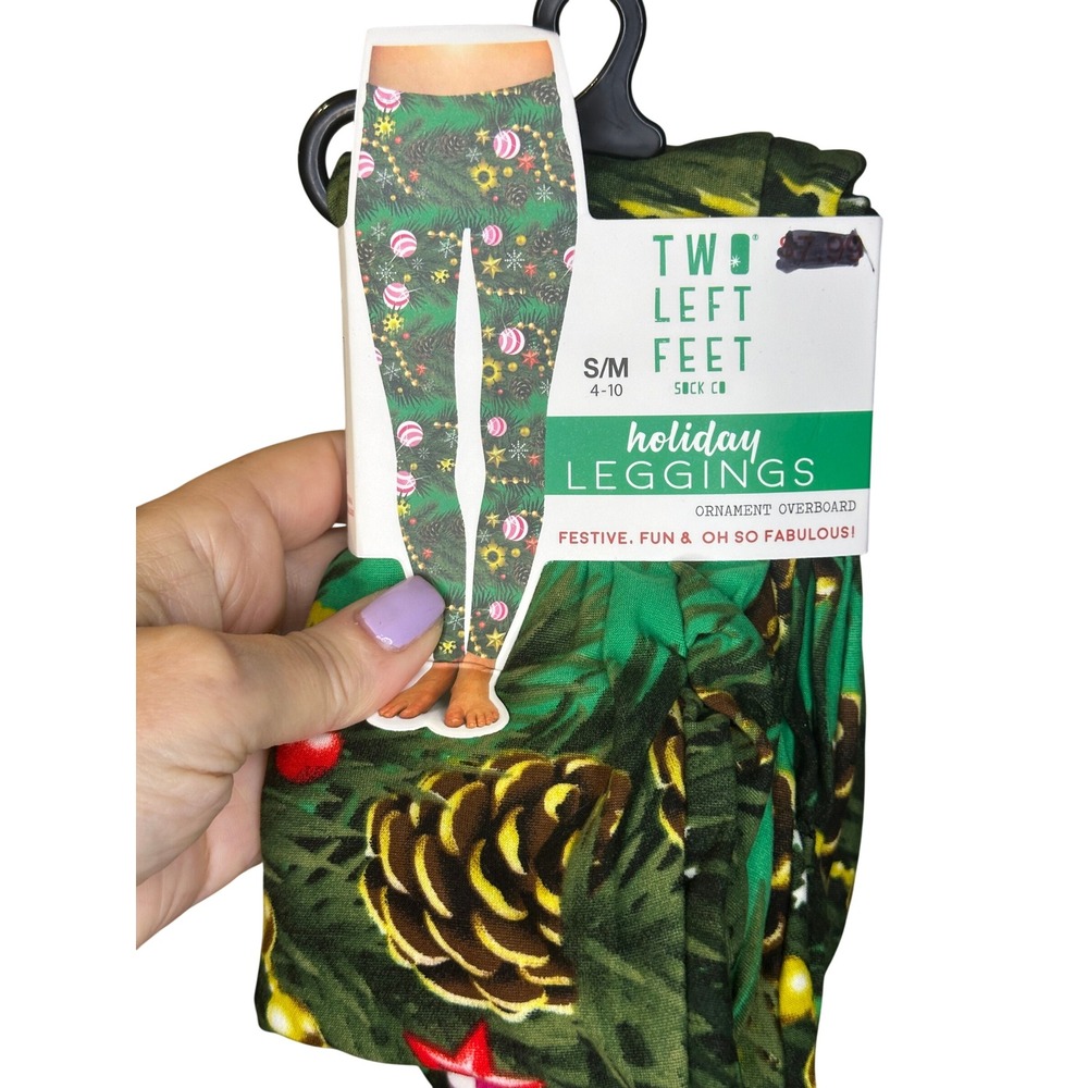 Two Left‎ Feet Holiday Leggings Ornament Overboard Festive Fun Size S/M 4-10